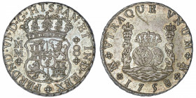 MEXIQUE
Ferdinand VI (1746-1759). 8 réaux 1758 MM, M°, Mexico.
KM.104.2 ; Argent - 27,01 g - 38 mm - 12 h 
Une rayure à l’avers sinon TTB.