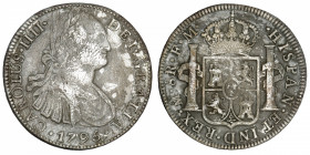 MEXIQUE
Charles IV (1788-1808). 8 réaux 1795 FM, M°, Mexico.
KM.109 ; Argent - 26,71 g - 39 mm - 12 h 
TB.