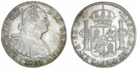 MEXIQUE
Charles IV (1788-1808). 8 réaux 1801 FT, M°, Mexico.
KM.109 ; Argent - 26,91 g - 39 mm - 12 h 
TTB.