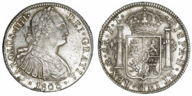 MEXIQUE
Charles IV (1788-1808). 8 réaux 1803 FT, M°, Mexico.
KM.109 ; Argent - 26,80 g - 39 mm - 12 h 
TTB.