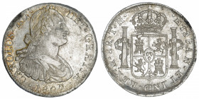 MEXIQUE
Charles IV (1788-1808). 8 réaux 1807 TH, M°, Mexico.
KM.109 ; Argent - 26,90 g - 39 mm - 12 h 
TB.
