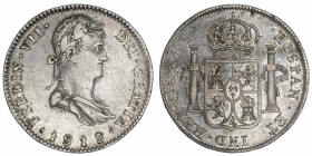 MEXIQUE
Ferdinand VII (1808-1833). 8 réaux 1818 FS, GA, Guadalajara.
KM.111.3 ; Argent - 26,87 g - 40 mm - 12 h 
TTB.