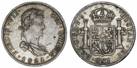 MEXIQUE
Ferdinand VII (1808-1833). 8 réaux 1821 FS, GA, Guadalajara.
KM.111.3 ; Argent - 26,74 g - 40 mm - 12 h 
TB.