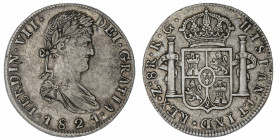 MEXIQUE
Ferdinand VII (1808-1833). 8 réaux 1821 RG, Zacatecas.
KM.111.5 ; Argent - 26,08 g - 39 mm - 12 h 
TTB.