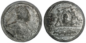RUSSIE
Pierre Ier le Grand (1689-1725). Médaille pour la commémoration de la fondation de Saint-Petersbourg 1703.
Étain - 35,19 g - 48 mm - 12 h 
T...