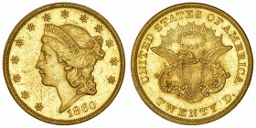 USA
République fédérale des États-Unis d’Amérique (1776-à nos jours). 20 dollars Liberty 1860, Philadelphie.
Fr.169 ; Or - 33,38 g - 34 mm - 6 h 
T...