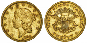 USA
République fédérale des États-Unis d’Amérique (1776-à nos jours). 20 dollars Liberty 1863, S, San Francisco.
Fr.169 ; Or - 33,42 g - 34 mm - 6 h...