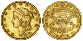 USA
République fédérale des États-Unis d’Amérique (1776-à nos jours). 20 dollars Liberty 1873, Philadelphie.
Fr.174 ; Or - 33,40 g - 34 mm - 6 h 
C...