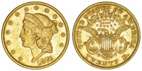 USA
République fédérale des États-Unis d’Amérique (1776-à nos jours). 20 dollars Liberty 1876, Philadelphie.
Fr.174 ; Or - 33,40 g - 34 mm - 6 h 
B...