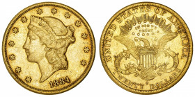 USA
République fédérale des États-Unis d’Amérique (1776-à nos jours). 20 dollars Liberty 1884, S, San Francisco.
Fr.178 ; Or - 33,26 g - 34 mm - 6 h...