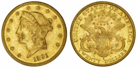 USA
République fédérale des États-Unis d’Amérique (1776-à nos jours). 20 dollars Liberty 1891, S, San Francisco.
Fr.178 ; Or - 33,42 g - 34 mm - 6 h...