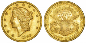 USA
République fédérale des États-Unis d’Amérique (1776-à nos jours). 20 dollars Liberty 1896, Philadelphie.
Fr.177 ; Or - 33,40 g - 34 mm - 6 h 
S...
