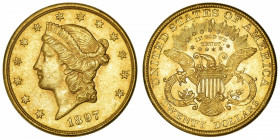 USA
République fédérale des États-Unis d’Amérique (1776-à nos jours). 20 dollars Liberty 1897, S, San Francisco.
Fr.178 ; Or - 33,42 g - 34 mm - 6 h...