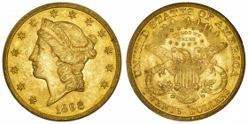 USA
République fédérale des États-Unis d’Amérique (1776-à nos jours). 20 dollars Liberty 1898, S, San Francisco.
Fr.178 ; Or - 33,42 g - 34 mm - 6 h...