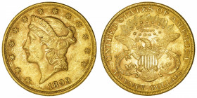 USA
République fédérale des États-Unis d’Amérique (1776-à nos jours). 20 dollars Liberty 1899, Philadelphie.
Fr.177 ; Or - 33,41 g - 34 mm - 6 h 
S...