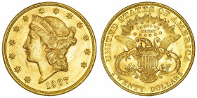 USA
République fédérale des États-Unis d’Amérique (1776-à nos jours). 20 dollars Liberty 1907, Philadelphie.
Fr.177 ; Or - 33,41 g - 34 mm - 6 h 
M...