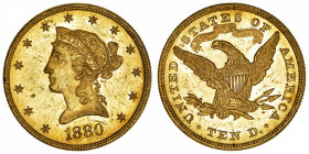 USA
République fédérale des États-Unis d’Amérique (1776-à nos jours). 10 dollars Liberty 1880, Philadelphie.
Fr.158 ; Or - 16,70 g - 27 mm - 6 h 
C...