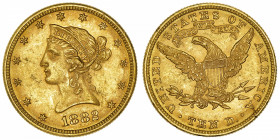 USA
République fédérale des États-Unis d’Amérique (1776-à nos jours). 10 dollars Liberty 1882, Philadelphie.
Fr.158 ; Or - 16,70 g - 27 mm - 6 h 
G...