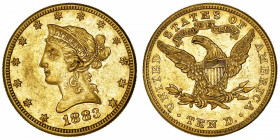 USA
République fédérale des États-Unis d’Amérique (1776-à nos jours). 10 dollars Liberty 1883, Philadelphie.
Fr.158 ; Or - 16,67 g - 27 mm - 6 h 
T...