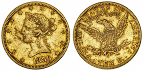USA
République fédérale des États-Unis d’Amérique (1776-à nos jours). 10 dollars Liberty 1886, S, San Francisco.
Fr.160 ; Or - 16,62 g - 27 mm - 6 h...
