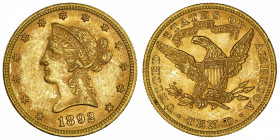 USA
République fédérale des États-Unis d’Amérique (1776-à nos jours). 10 dollars Liberty 1892, Philadelphie.
Fr.158 ; Or - 16,69 g - 27 mm - 6 h 
T...