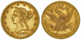 USA
République fédérale des États-Unis d’Amérique (1776-à nos jours). 10 dollars Liberty 1894, Philadelphie.
Fr.158 ; Or - 16,72 g - 27 mm - 6 h 
S...