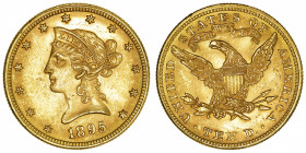 USA
République fédérale des États-Unis d’Amérique (1776-à nos jours). 10 dollars Liberty 1895, Philadelphie.
Fr.158 ; Or - 16,68 g - 27 mm - 6 h 
L...