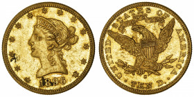 USA
République fédérale des États-Unis d’Amérique (1776-à nos jours). 10 dollars Liberty 1896, S, San Francisco.
Fr.160 ; Or - 16,70 g - 27 mm - 6 h...