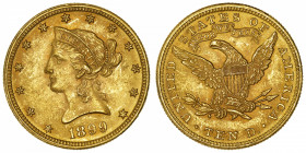 USA
République fédérale des États-Unis d’Amérique (1776-à nos jours). 10 dollars Liberty 1899, Philadelphie.
Fr.160 ; Or - 16,70 g - 27 mm - 6 h 
S...