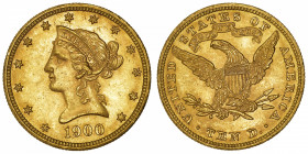 USA
République fédérale des États-Unis d’Amérique (1776-à nos jours). 10 dollars Liberty 1900, Philadelphie.
Fr.158 ; Or - 16,70 g - 27 mm - 6 h 
S...