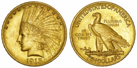 USA
République fédérale des États-Unis d’Amérique (1776-à nos jours). 10 dollars Indien 1913, Philadelphie.
Fr.166 ; Or - 16,71 g - 27 mm - 6 h 
Su...