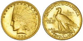USA
République fédérale des États-Unis d’Amérique (1776-à nos jours). 10 dollars Indien 1926, Philadelphie.
Fr.166 ; Or - 16,72 g - 27 mm - 6 h 
Su...