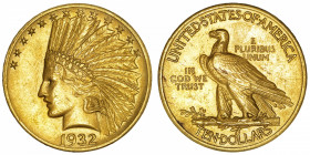 USA
République fédérale des États-Unis d’Amérique (1776-à nos jours). 10 dollars Indien 1932, Philadelphie.
Fr.166 ; Or - 16,73 g - 27 mm - 6 h 
TT...