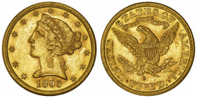 USA
République fédérale des États-Unis d’Amérique (1776-à nos jours). 5 dollars Liberty 1893, S, San Francisco.
Fr.145 ; Or - 8,30 g - 21,6 mm - 6 h...