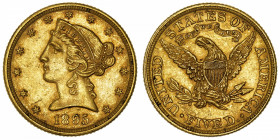USA
République fédérale des États-Unis d’Amérique (1776-à nos jours). 5 dollars Liberty 1895, Philadelphie.
Fr.143 ; Or - 8,34 g - 21,6 mm - 6 h 
T...
