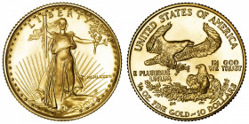USA
République fédérale des États-Unis d’Amérique (1776-à nos jours). 10 dollars Liberty 1986, Philadelphie.
Fr.B3 ; Or - 8,40 g - 22 mm - 6 h 
Fle...