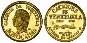 VENEZUELA
République (1830- à nos jours). Caciques, Sorocaima ND.
Or - 4,50 g - 21 mm - 6 h 
Superbe.