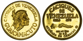 VENEZUELA
République (1830- à nos jours). Caciques, Guaicamacuto ND.
Or - 4,50 g - 21 mm - 6 h 
Superbe.