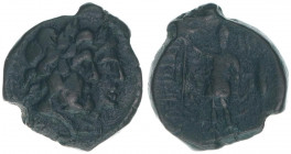 Rhegium
Griechen - Butrint. Bronzemünze, ca. 300 BC. Köpfe der Dioskuren nach rechts - Herkunft Herinek 1965
3,33g
ss