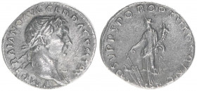 Traianus 98-117
Römisches Reich - Kaiserzeit. Denar. COS V P P SPQR OPTIMO PRINC
Rom
2,97g
Kampmann 27.34
ss/vz