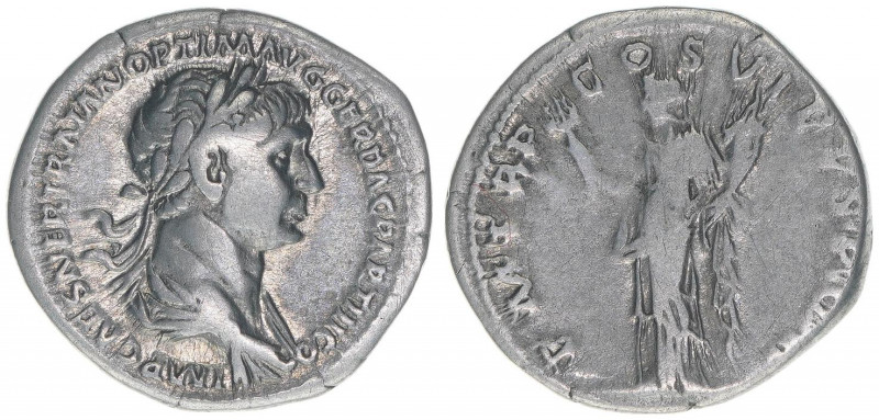 Traianus 98-117
Römisches Reich - Kaiserzeit. Denar. P M TR P COS VI P P SPQR
Ro...