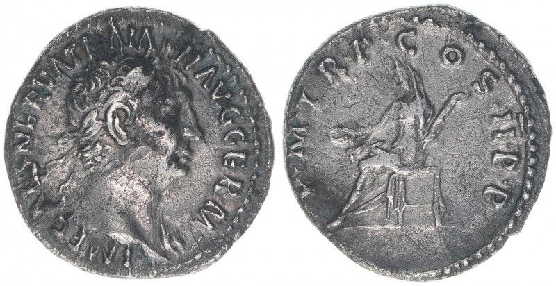 Traianus 98-117
Römisches Reich - Kaiserzeit. Denar. P M TR P COS II P P
Rom
3,1...