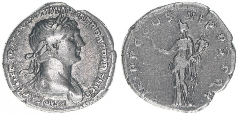 Traianus 98-117
Römisches Reich - Kaiserzeit. Denar. P M TR P COS VI P P SPQR
Ro...