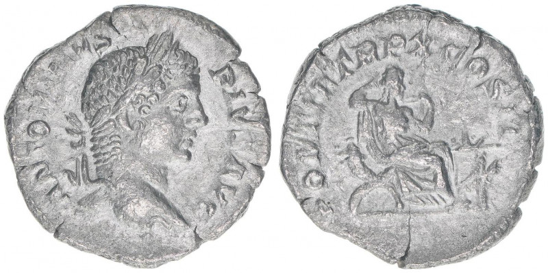 Caracalla 198-217
Römisches Reich - Kaiserzeit. Denar subaerat. PONTIF TR P X CO...