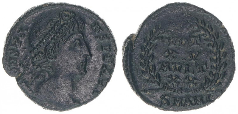 Constans 333-350
Römisches Reich - Kaiserzeit. AE15 Kleinfollis. VOT XV MVLT XX
...