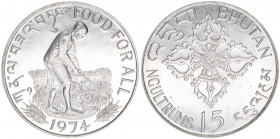 15 Ngultrums, 1974
Bhutan. Auflage 30000. 22,47g
Schön 19
stfr