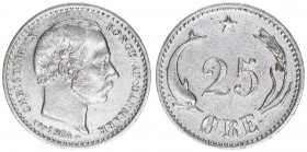 Christian IX. 1863-1906
Dänemark. 25 Öre, 1904. 2,36g
Schön 5
ss