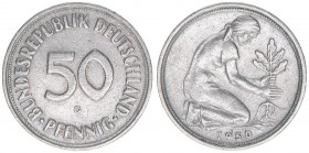 Bundesrepublik
Deutschland. 50 Pfennige, 1950 G.
3,49g
J.384
ss/vz