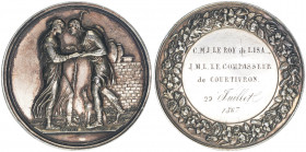 Hochzeitsmedaille, 1867
Frankreich. mit Gravur auf das Ereignis. 30,51g
Andrieu F. und Denon D
Randfehler
vz