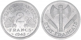 2 Francs, 1943
Frankreich. 2,19g. vz/stfr